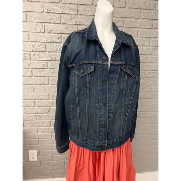 Levi Women Long Sleeve 90'S Denim Trucker Jacket Size L - Picture 2 of 11